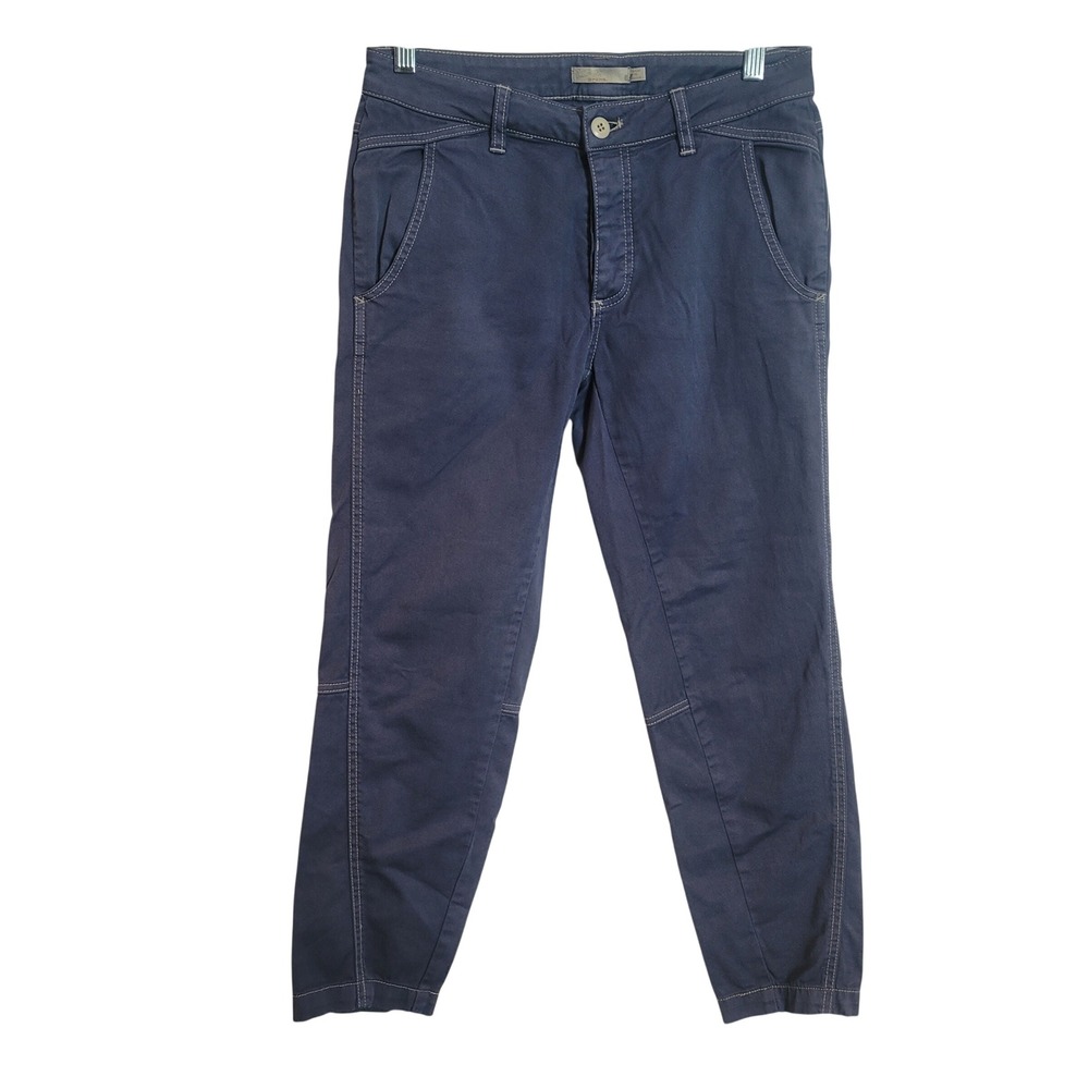 Prana Womens Organic Cotton Stretch Button Fly Ankle Pants Blue Size 6 Gorpcore